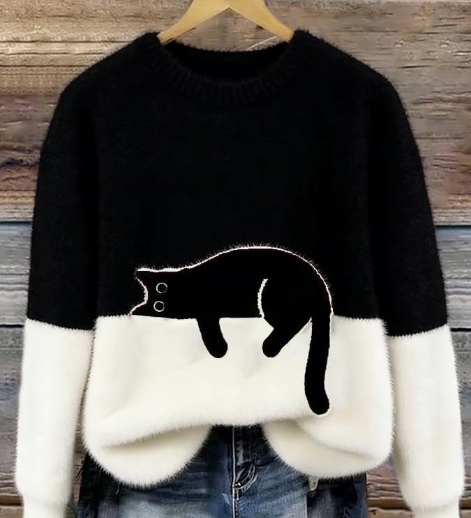 Fleur | Jumper with Cat Pattern in Wool Blend