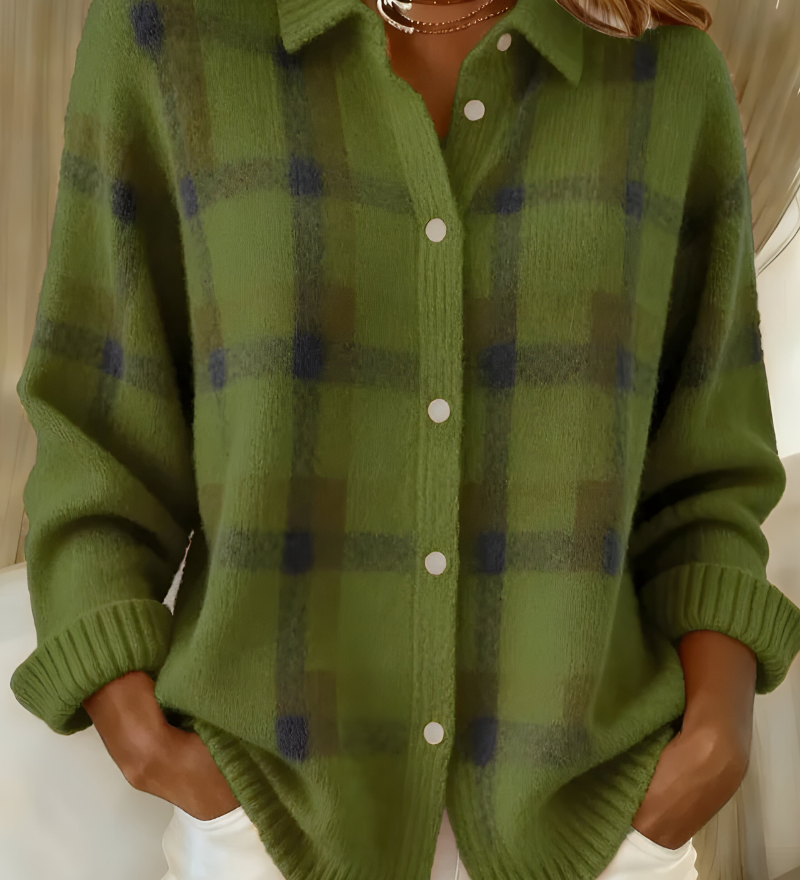 Joan | Plaid Knit Shirt Jacket