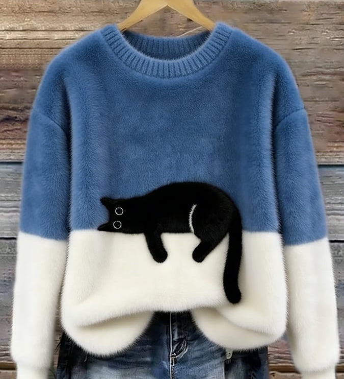 Fleur | Jumper with Cat Pattern in Wool Blend