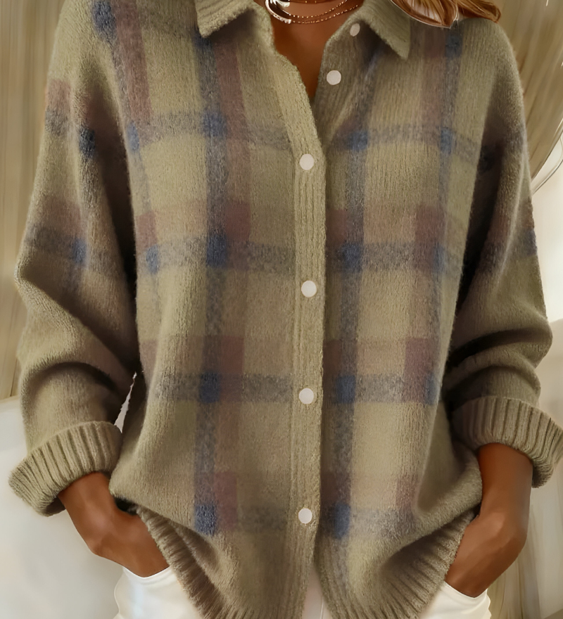 Joan | Plaid Knit Shirt Jacket
