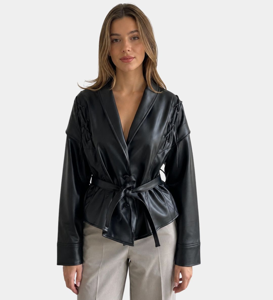 Jolysse | Wrap Coat in Faux Leather