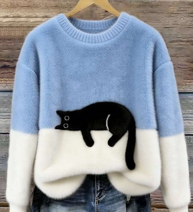 Fleur | Jumper with Cat Pattern in Wool Blend