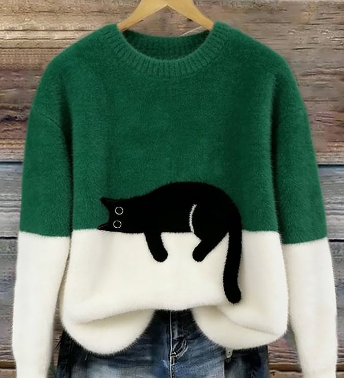 Fleur | Jumper with Cat Pattern in Wool Blend