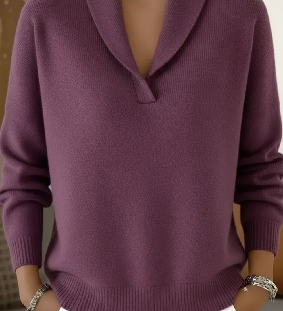Louise | Shawl Collar V-Neck Sweater