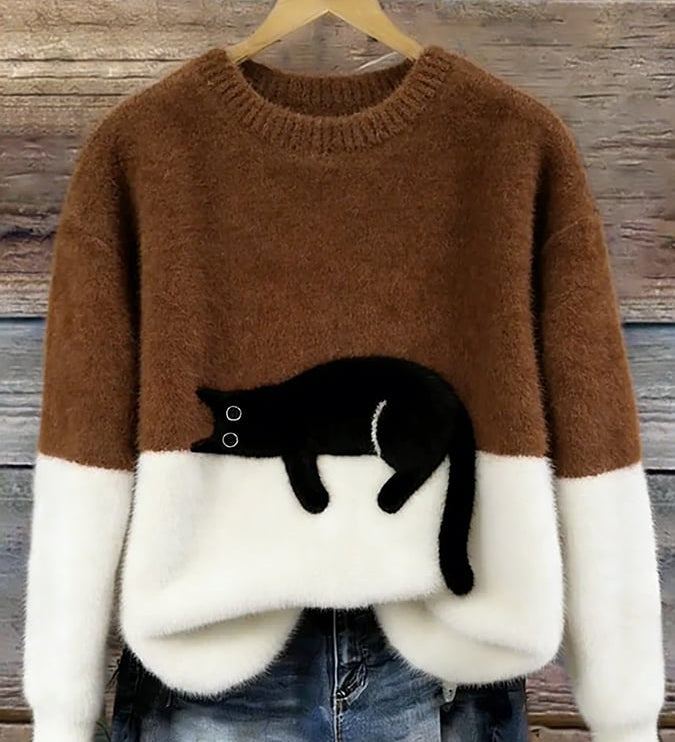 Fleur | Jumper with Cat Pattern in Wool Blend