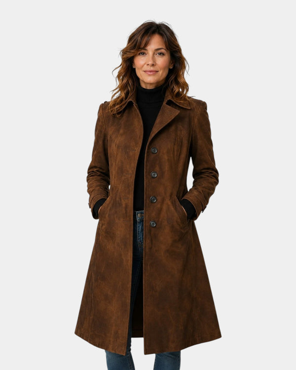 Sienna | Elegant Suede Trench Coat