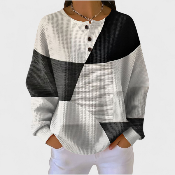 Ella - Black and White Colourblock Sweater