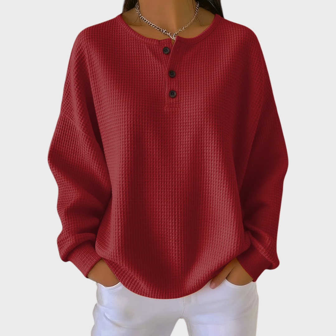 Hélène - Orange Jumper in Soft Waffle Knit