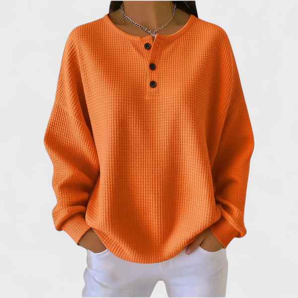 Hélène - Orange Jumper in Soft Waffle Knit