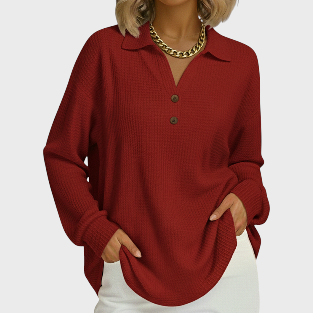 Laura - Orange Jumper with Polo Collar
