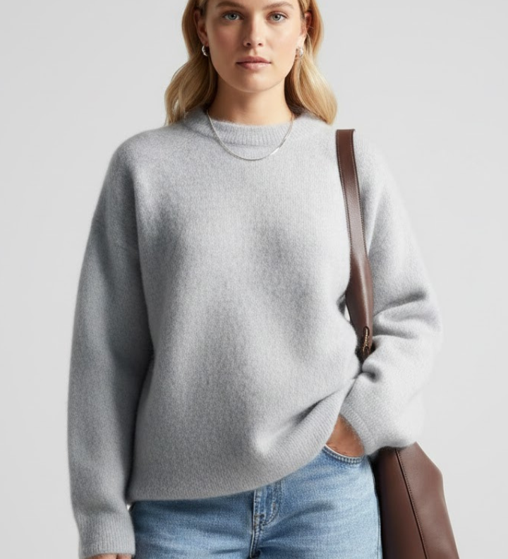 Constance | Jumper with Round Neck and Dropped Shoulders