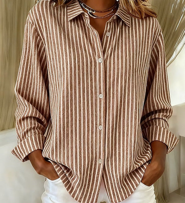Deborah | Striped Button-Front Shirt