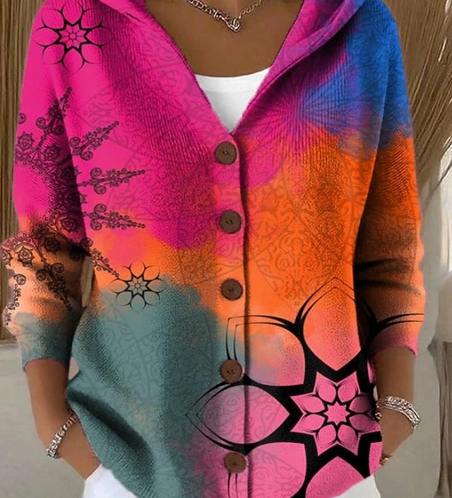 Evelyn | Printed Hooded Cardigan