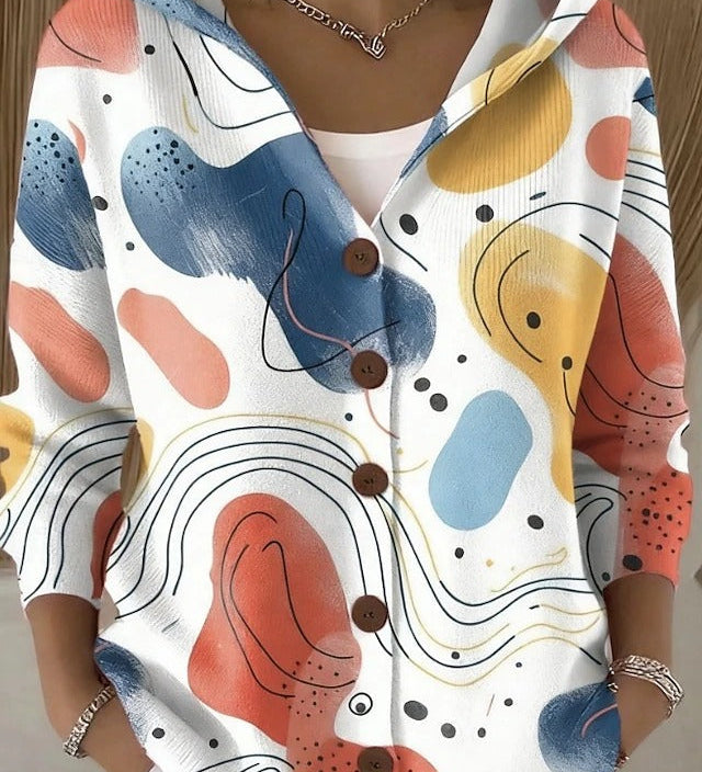 Evelyn | Printed Hooded Cardigan
