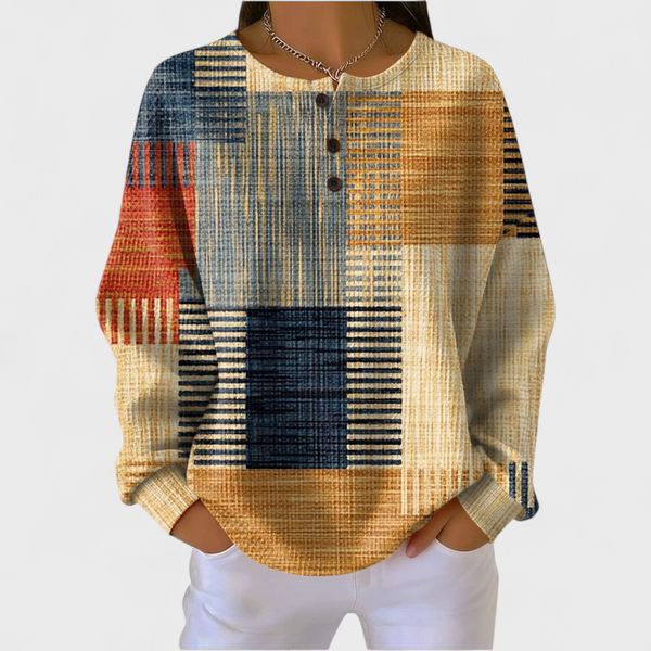 Thea - Jumper with Colourful Patchwork Pattern