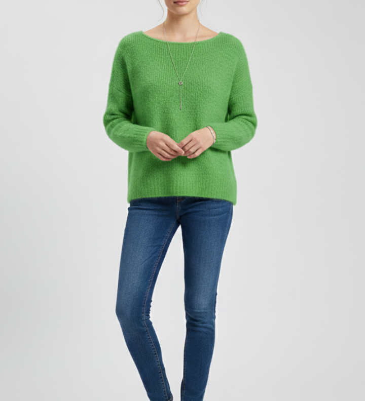 Roxane | Pullover with Wide Neckline in Brushed Knit