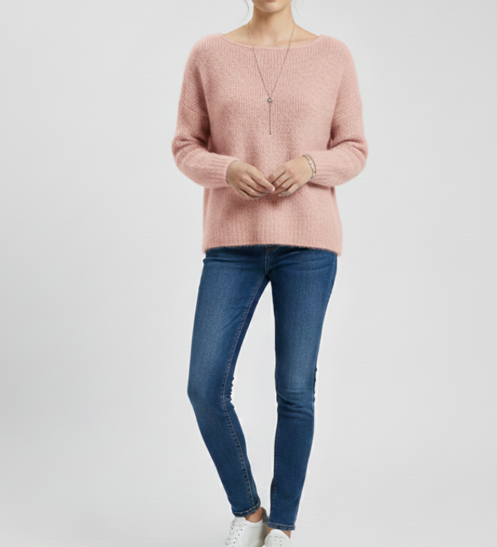 Roxane | Pullover with Wide Neckline in Brushed Knit