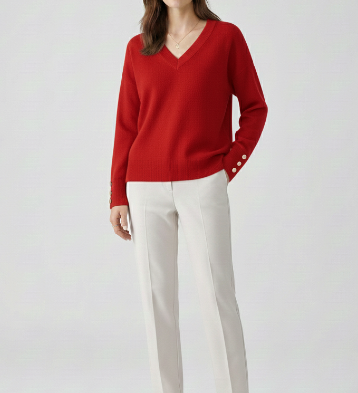 Philippine | V-Neck Pullover with Button Cuffs
