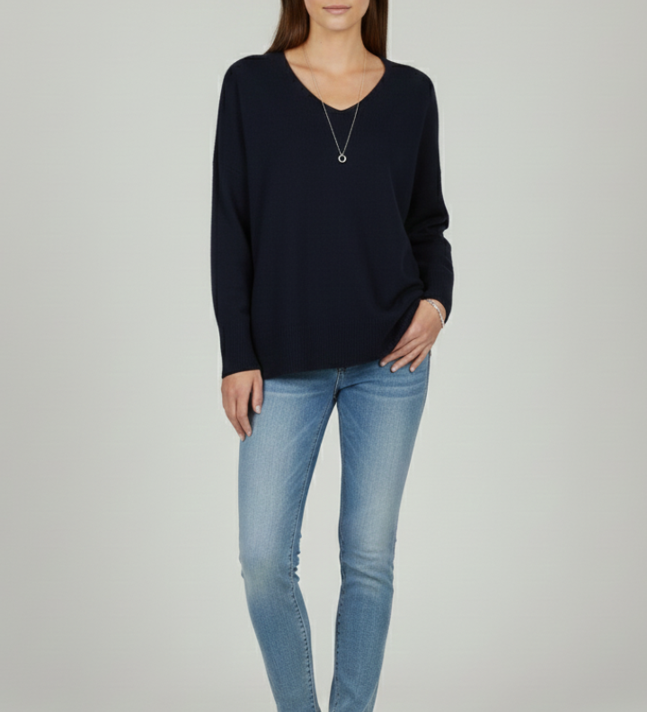 Delphine | Jumper with V-Neck and Dropped Shoulders