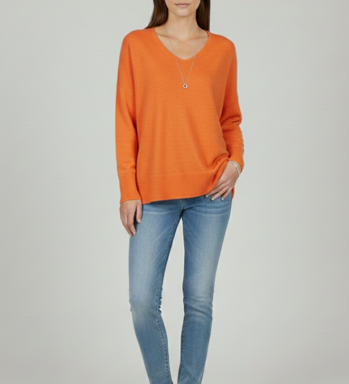 Delphine | Jumper with V-Neck and Dropped Shoulders