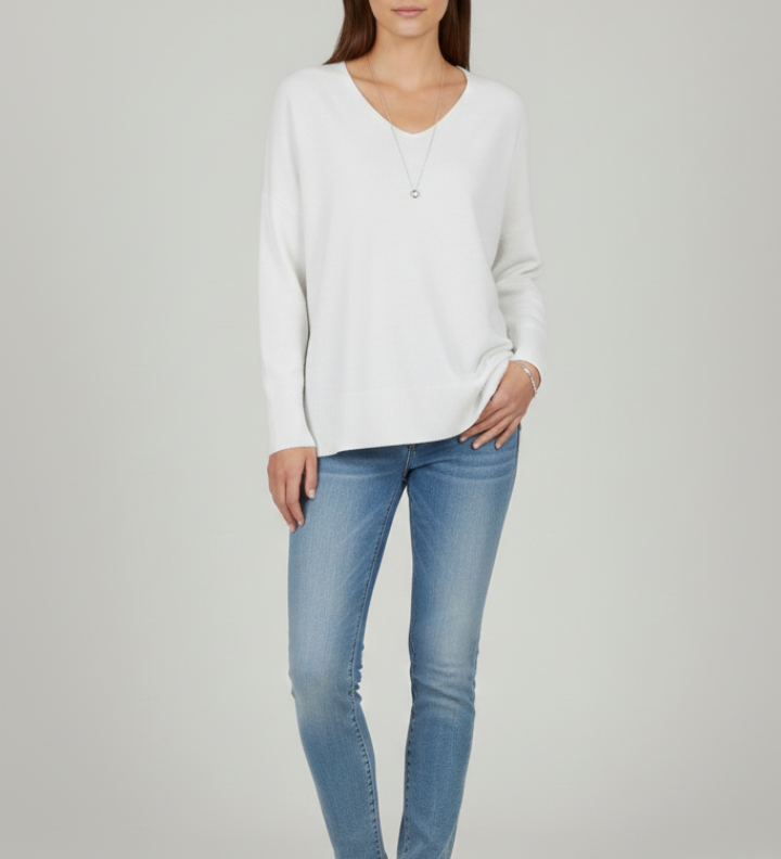 Delphine | Jumper with V-Neck and Dropped Shoulders