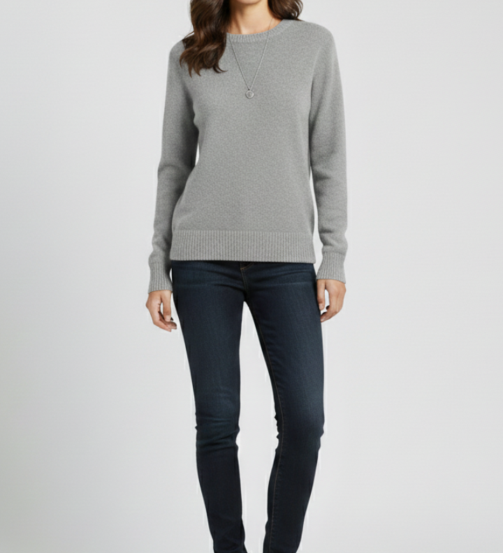 Severine | Jumper with Round Neck and Ribbed Hem