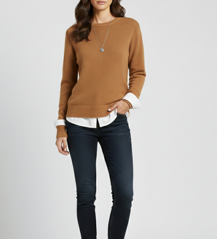 Severine | Jumper with Round Neck and Ribbed Hem