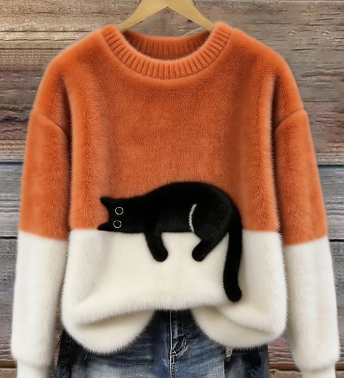 Fleur | Jumper with Cat Pattern in Wool Blend