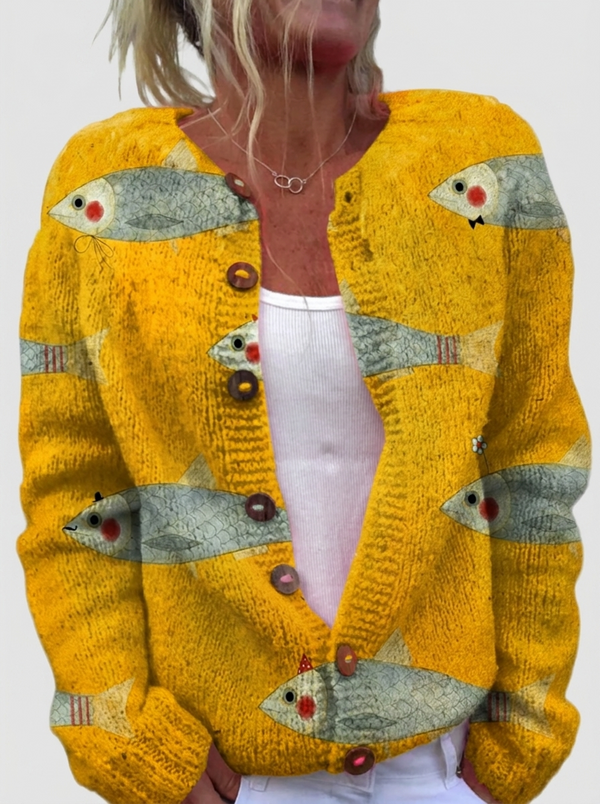 Petra™ | Cardigan with Fish Print