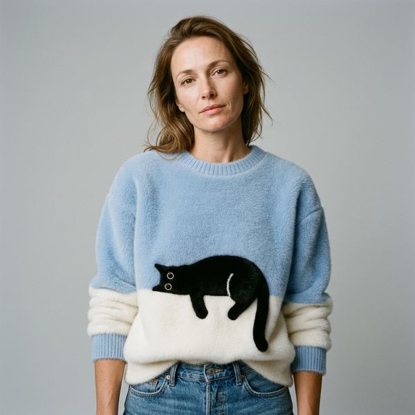 Fleur | Jumper with Cat Pattern in Wool Blend