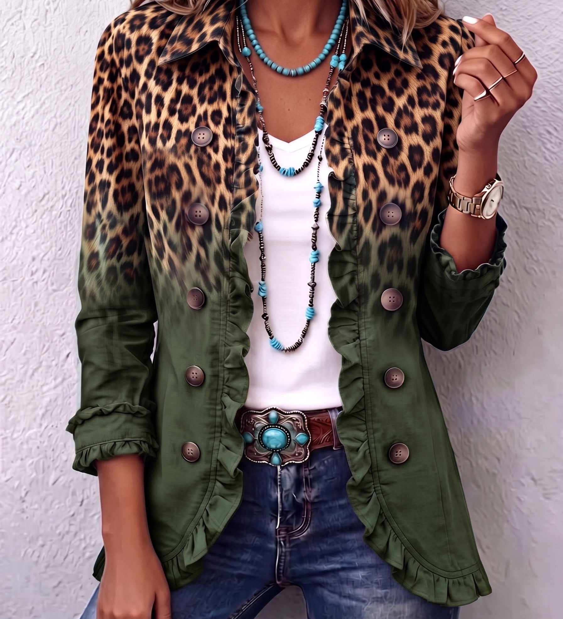 Klara | American Jacket with Leopard Ombre