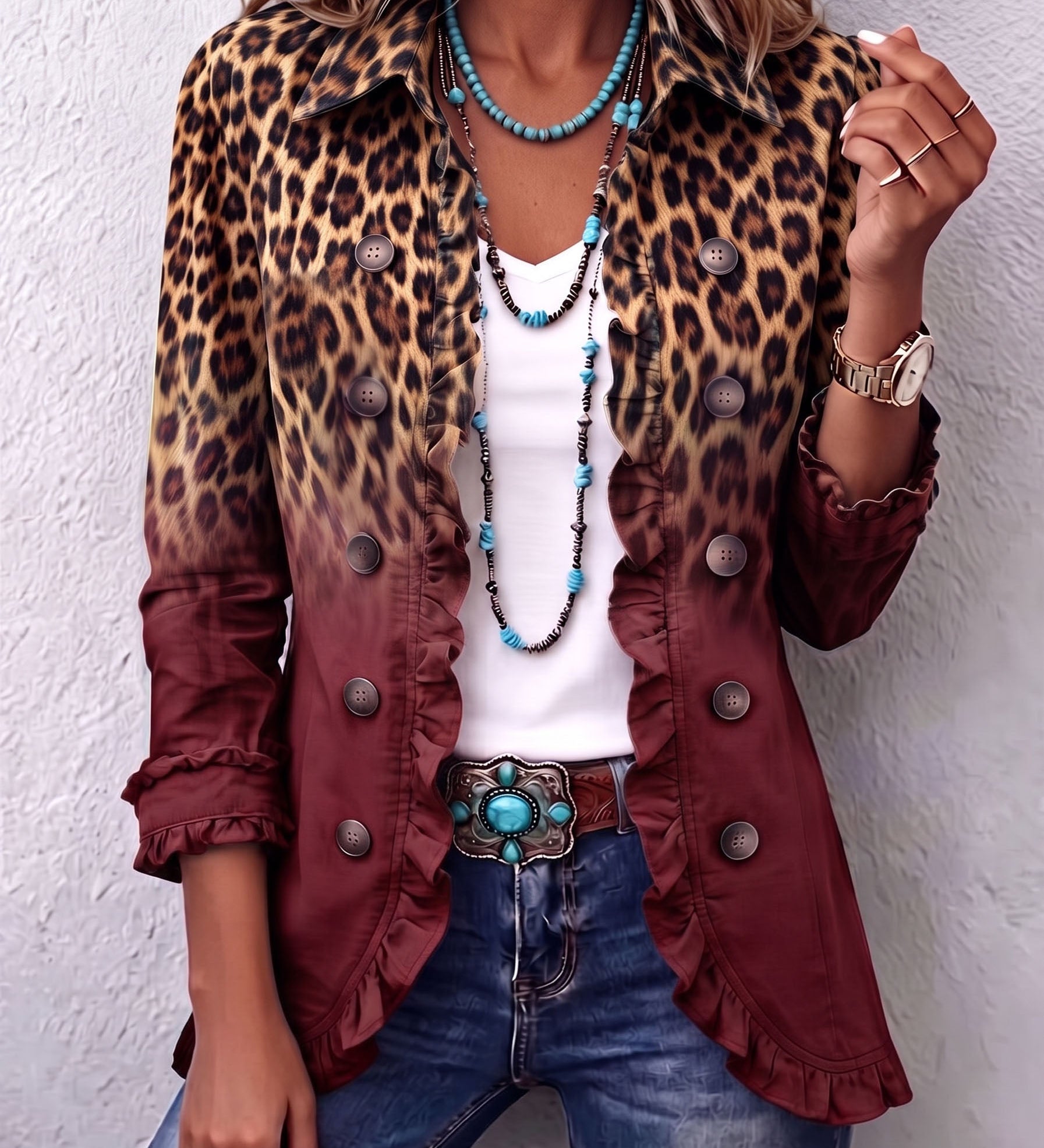 Klara | American Jacket with Leopard Ombre