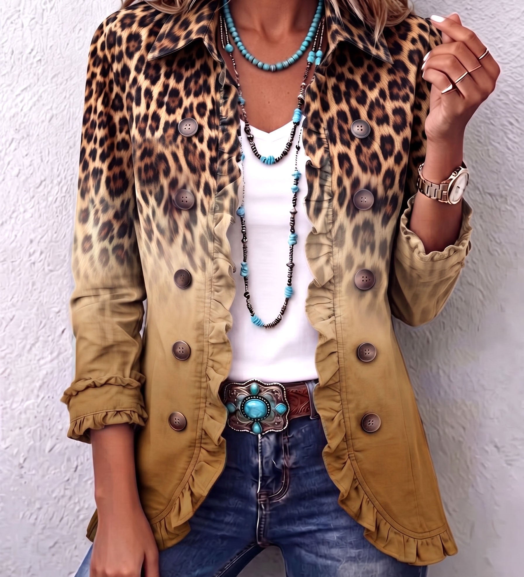 Klara | American Jacket with Leopard Ombre
