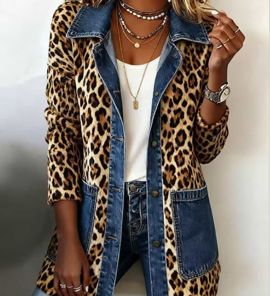Selma | American Jacket with Leopard Print